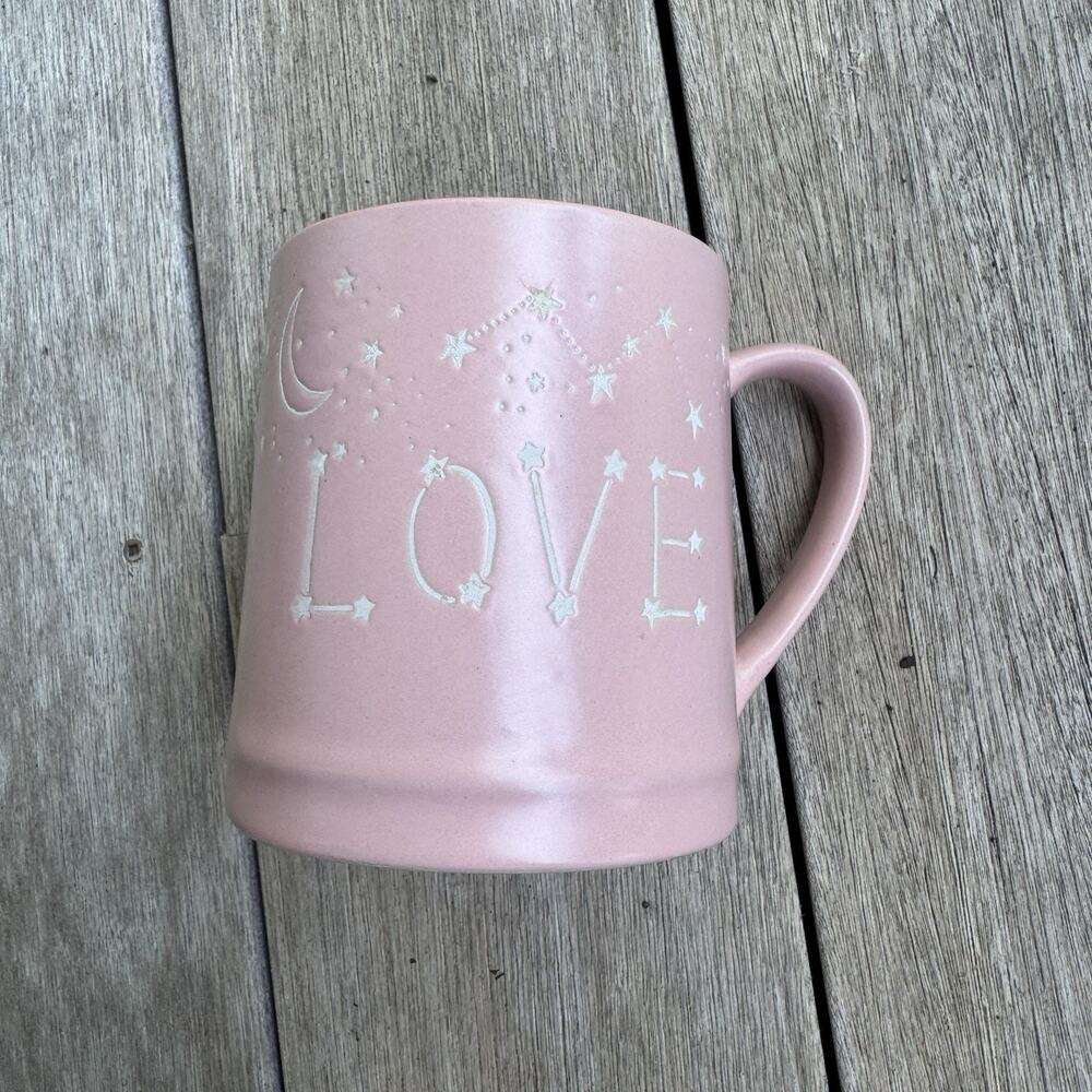 Pink Celestial Love Coffee Mug Moon Stars Constellation Ceramic Cup 4” Tall - Picture 3 of 6